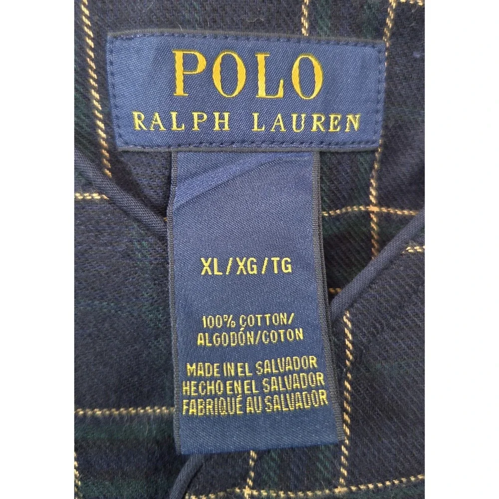 Polo Ralph Lauren Robe Mens XL Blue Green Plaid Flannel